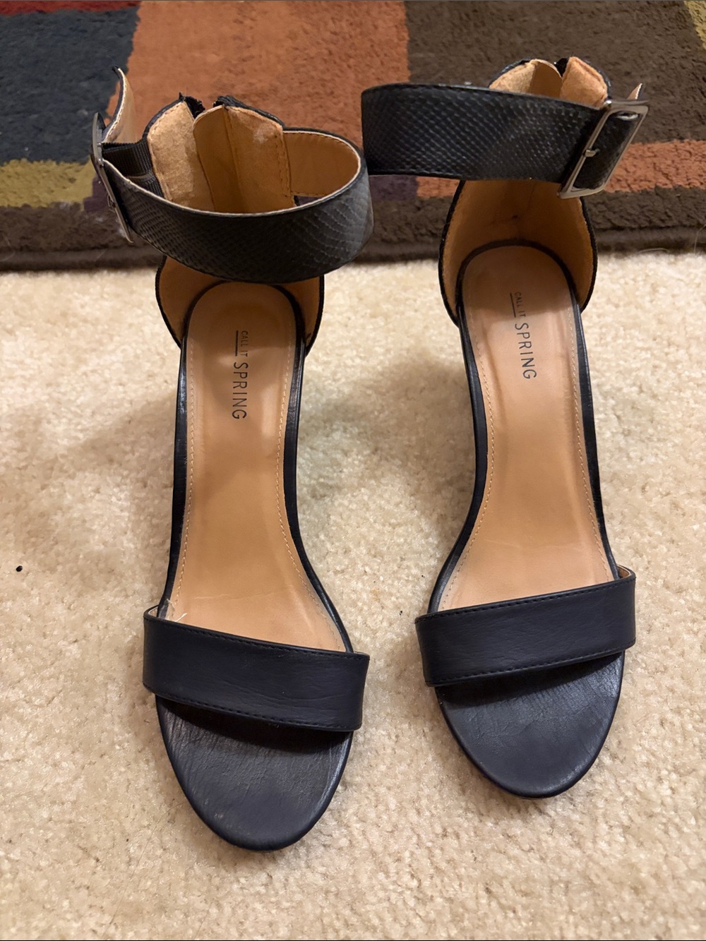 Call It Spring Black Ankle-Strap Block Heels